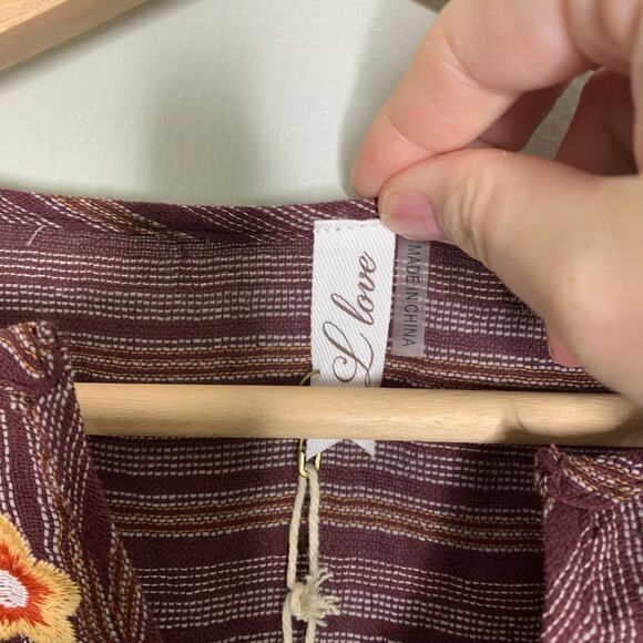 Boho Long Sleeve Top NWT Floral Small - Picture 6 of 8